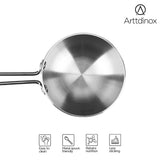 Arttdinox Reflecto Triply Tadka Pan Small with Lid | Triply Stainless Steel Induction Base Pan with Heavy Bottom for Everyday Cooking by Jindal Stainless