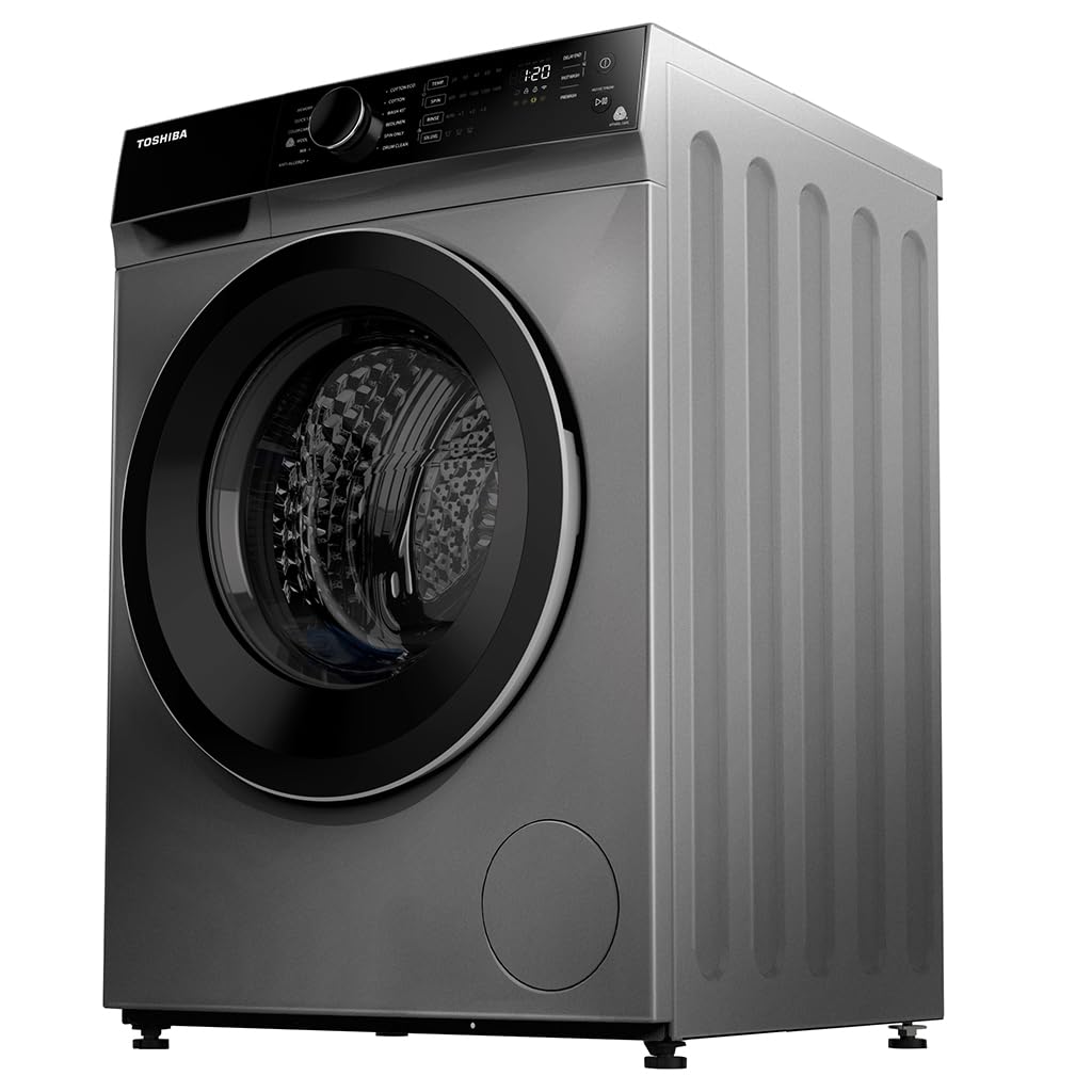 Toshiba 8 KG 5 Star Real Inverter Fully Automatic Frond Load Washing Machine (TW-BJ90M4-IND(SK), Silver)