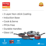 Prestige Aluminium Omega Deluxe Festive Pack 4 Pc Set(Omni Tawa- 28Cm,Fry Pan- 24Cm, Kadai- 24Cm & Milk Pan- 16Cm)