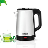 INALSA Electric Kettle Prism FS 1500 Watts|1.8 L|unique Cylindrical SS Body| Cordless Base|Easy Maintenance|Power Indicator Light(Black/Silver)