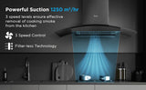 Midea 90V11 Kitchen Chimney with 1250 m³/hr strong air suction and Intelli Auto Clean - 90 CM