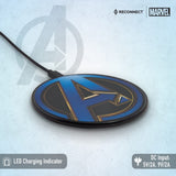 Reconnect Usb Marvel Captain America 10 Watts Wireless Charger, Led Indicator Ring, Qi Certified For Cellular Phones S (Marvel Avengers) - Black