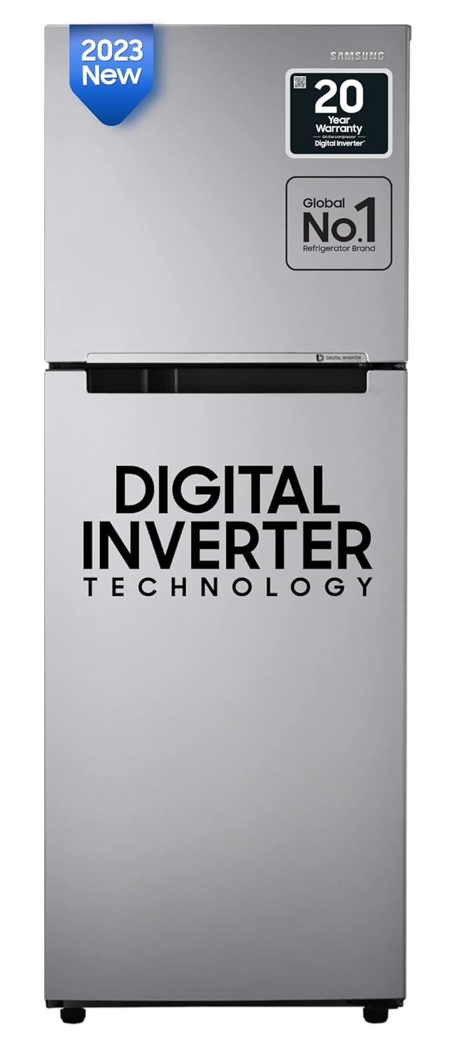 Samsung 236 L, 2 Star, Digital Inverter, Frost Free Double Door Refrigerator (RT28C3032GS/HL, Gray Silver)