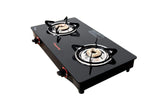 Butterfly Smart Glass 2 Burner Gas Stove, Black & White (Manual Ignition)