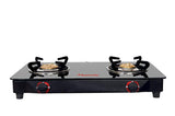 Butterfly Smart Glass 2 Burner Gas Stove, Black & White (Manual Ignition)