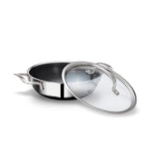 Arttdinox Stellar Triply Stainless Steel Kadhai with Lid | Triply Kadai | Non Stick Kadai | Kadai with Lid for Cooking | Gas & Induction Base, 24cm, 2.7Ltr, Jindal Stainless, Silver