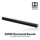 GOVO GoSurround 990 Dolby Digital | 525W Sound bar, 5.1 Channel Home Theatre, 6.5" Wireless subwoofer and Satellite Speakers, HDMI, Opt, AUX, USB & Bluetooth, 3 Equalizer Modes, LED Display (Black)