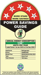 Samsung 183 L, 5 Star, Digital Inverter, Direct-Cool Single Door Refrigerator (RR20D2825HV/NL )