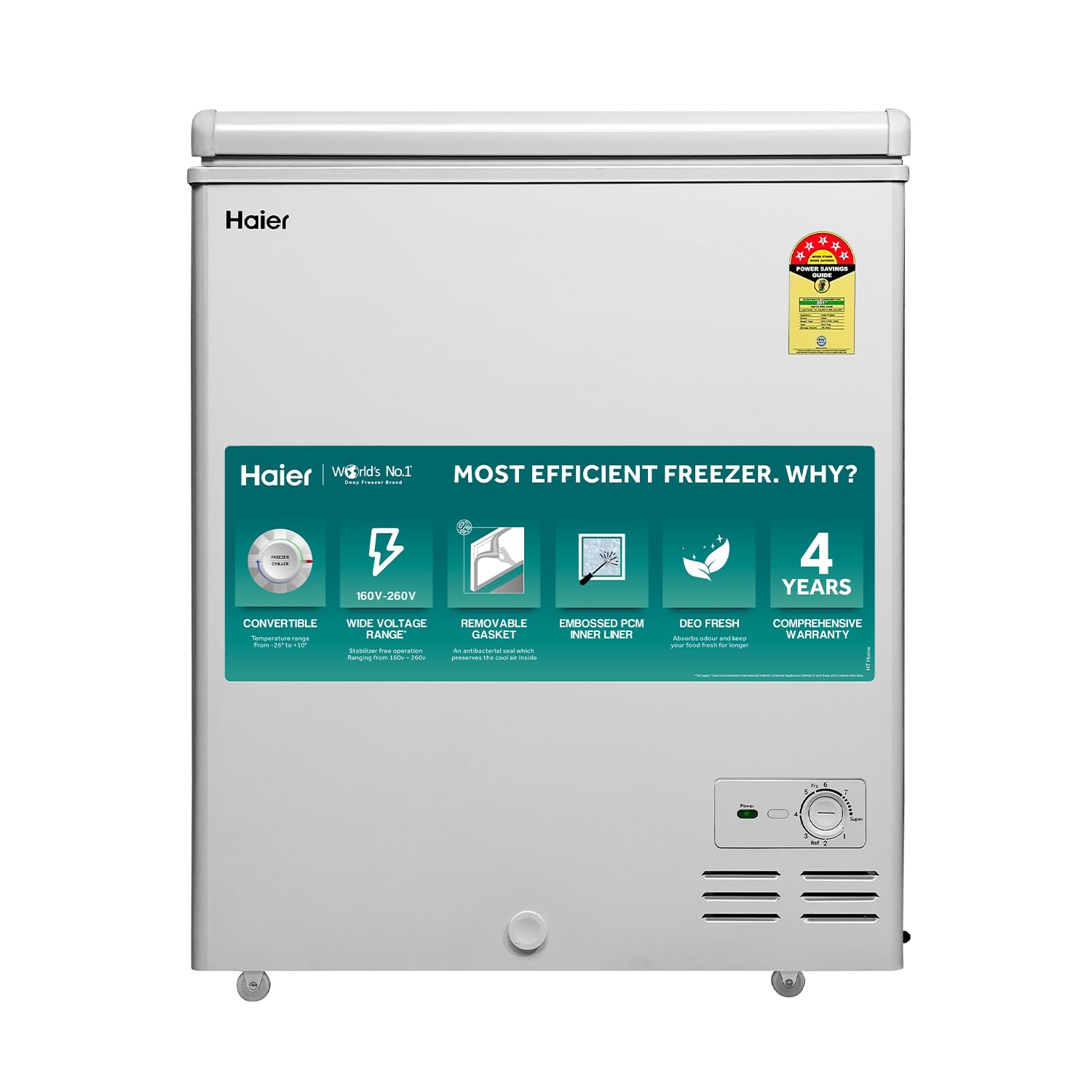 Haier 102 L Single Door Standard Deep Freezer (White, HFC 145 SM5)