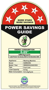 Samsung 9 kg, 5 star, AI EcoBubble, Super Speed, Wi-Fi, Hygiene Steam with Inbuilt Heater, Digital Inverter, Fully-Automatic Front Load Washing Machine (WW90DG5U24AXTL, Inox)