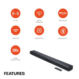 JBL Cinema SB510, Dolby Audio Soundbar with Built-in Subwoofer, 3.1 Channel, Center Channel for Superior Voice Clarity, HDMI eARC, Bluetooth & Optical Connectivity (200W)
