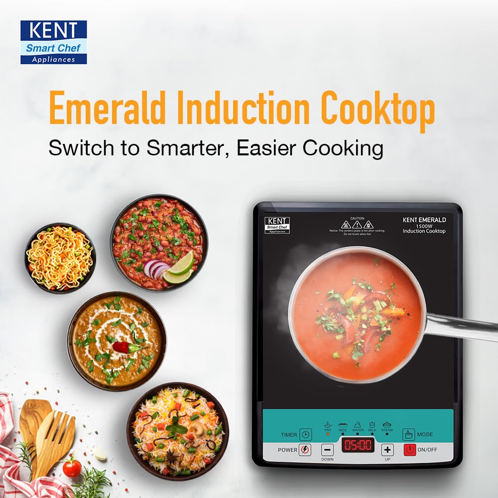 KENT Emerald 1500 W Induction Cooktop Touch Panel (Black, 116129)