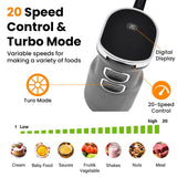 INALSA Hand Blender Mixer|1350W Pure Copper Motor|Low Noise|20 Speed Control with Digital Display|Turbo Function|BPA Free|Anti-Splash|Stainless Steel Rod & Blades|2 Yr Warranty,Robot Inox 1350 S