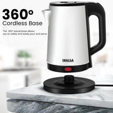 INALSA Electric Kettle Prism FS 1500 Watts|1.8 L|unique Cylindrical SS Body| Cordless Base|Easy Maintenance|Power Indicator Light(Black/Silver)