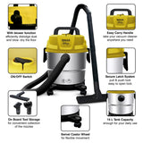 INALSA Wet and Dry Vacuum Cleaner for Home, 15 LTR Capacity,1400 W, 17 kPa Suction, Blower Function,HEPA Filter, Wet Vacuum Cleaner for Sofa, House Cleaning Machine,Stainless Steel Body (Micro WD15)