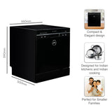 Godrej Eon Dishwasher | 8 Place Setting Counter-Top | Compact with an In-built heater (DWT EON MGNS 8C NF SKBK, Silky Black) | Perfect for Indian kitchens: Smaller families and Bachelors
