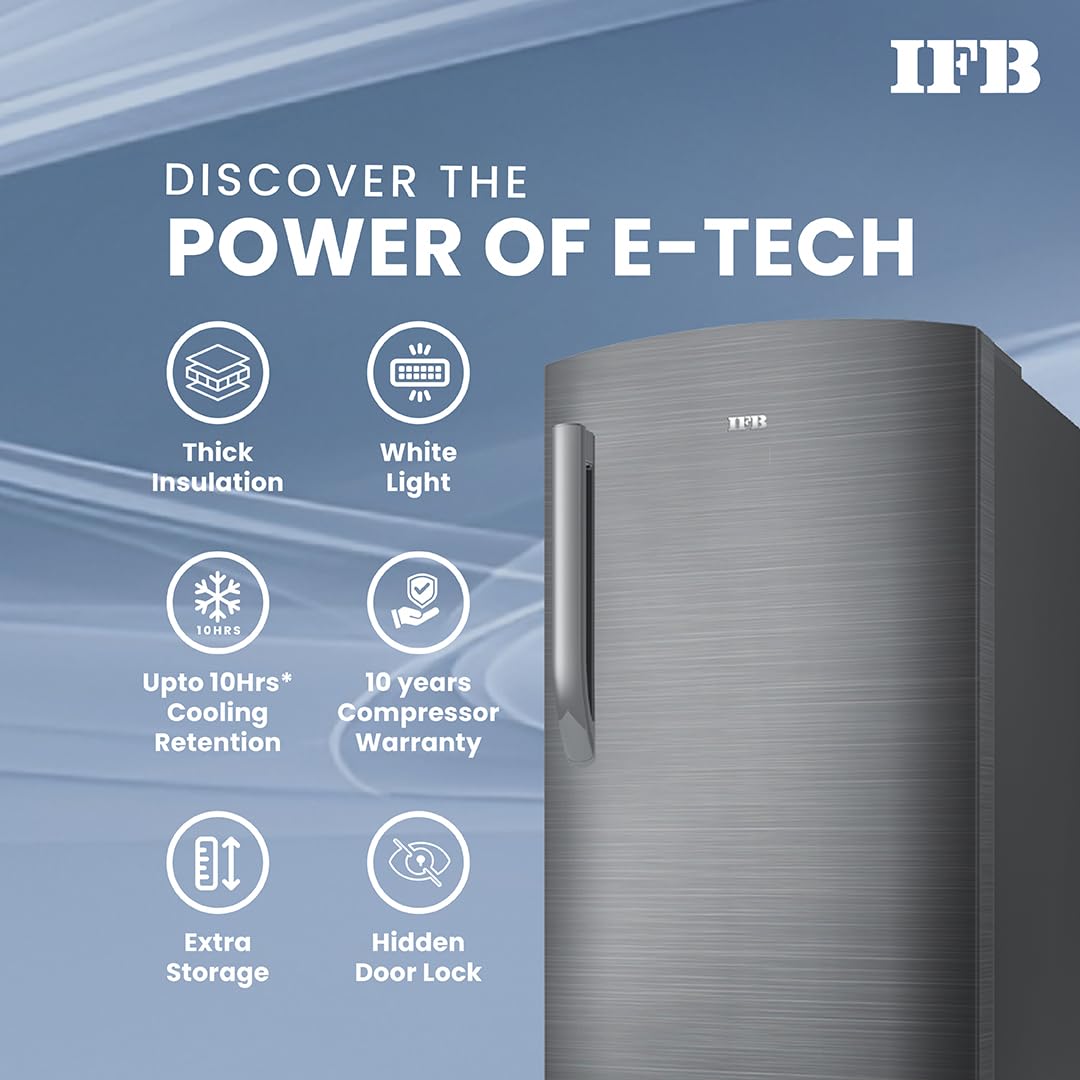 IFB 197L 5 Star Direct Cool Single Door Refrigerator (IFBDC-2235DBSE, Brush Grey, Advanced Inverter Compressor, Extraordinary Storage with Humidity Controller)