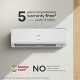 Godrej 1.5 Ton 3 Star| New 2026 Star Rated| Inverter Split AC | 5-in-1 Convertible Cooling | 5 Year Comprehensive Warranty| AI Powered| Heavy Duty Cooling at 52°C| (AC 1.5T TR HIC 18N3TH WA)