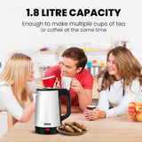 INALSA Electric Kettle Prism FS 1500 Watts|1.8 L|unique Cylindrical SS Body| Cordless Base|Easy Maintenance|Power Indicator Light(Black/Silver)