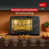 Pigeon Oven Toaster Grill 14 Liters OTG| 850 Watts| Toast, Grill, Bake & Roast | Heat Resistant Tempered Glass| Black