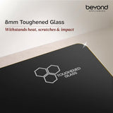Beyond Appliances Dorado 3 Burner Smart Glass Hobtop Gas Stove | Auto Ignition | Digital Timer | Flame Failure Device | Toughened Glass | LPG & PNG Compatible