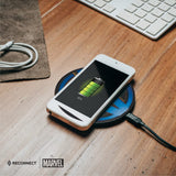 Reconnect Usb Marvel Captain America 10 Watts Wireless Charger, Led Indicator Ring, Qi Certified For Cellular Phones S (Marvel Avengers) - Black