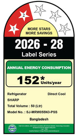 SHARP 50L 2 Star Mini Direct Cool Single Door Refrigerator |Japan 7 Shield Protection|Toughened Glass shelves (Metal Silver, SJ-MRW055N3-PSS)