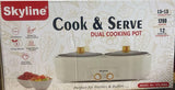 Sky line Dual Pot Electric Cooking & Serving Pot, 1200W, 2x1.5L Capacity, Adjustable Temperature