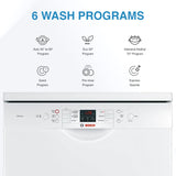 Bosch 13 Place Setting, EcoSilence Drive, Hygiene plus with Intensive Kadhai program, Adjustable Upper Rack Free Standing Dishwasher, World No.1 Brand in Dishwasher (SMS66GW01I, White, Inbuilt heater)