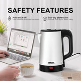INALSA Electric Kettle Prism FS 1500 Watts|1.8 L|unique Cylindrical SS Body| Cordless Base|Easy Maintenance|Power Indicator Light(Black/Silver)