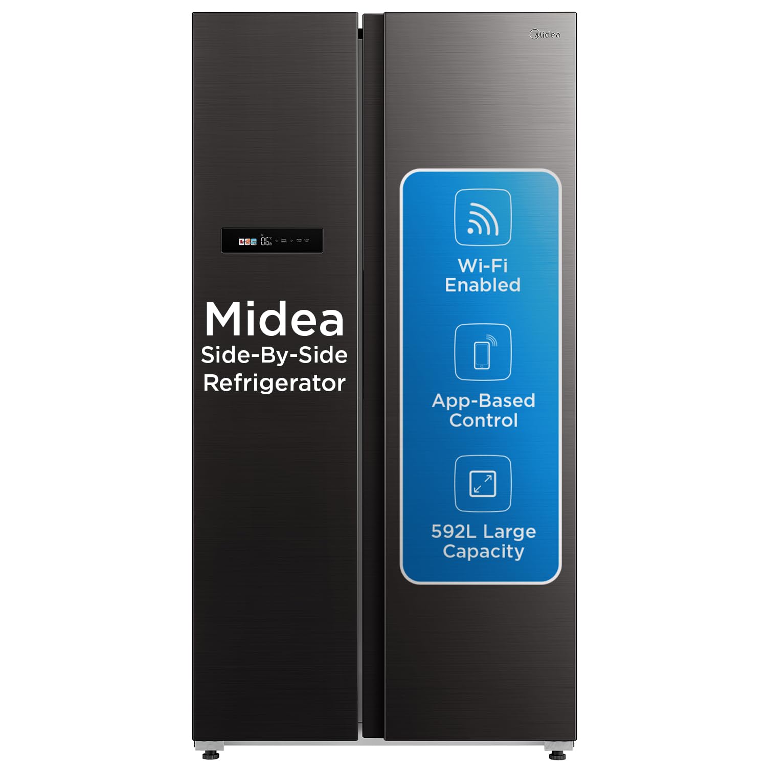 MDRS791MIF28IND, Midea, Side by Side , 592 L, Inverter, Jazz Black,WiFi (open Box Like New)