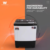 White Westinghouse 7.5 kg 3D Wash Semi Automatic Top Loading Washing Machine (SFW7500/ BLACK/ 2023)