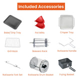 INALSA Air Fryer Oven|12L,1700W|Stainless Steel Body|12-in-1 Functions,Fry,Bake,Grill,Dehydrate&Reheat|12 Preset|Rotisserie&Convection|Dishwasher Safe Accessories|Aero Crisp