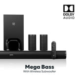 GOVO GoSurround 990 Dolby Digital | 525W Sound bar, 5.1 Channel Home Theatre, 6.5" Wireless subwoofer and Satellite Speakers, HDMI, Opt, AUX, USB & Bluetooth, 3 Equalizer Modes, LED Display (Black)