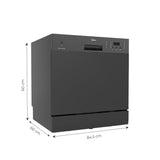 Midea 8 Place Setting Countertop Dishwasher, 6 Wash Programs, Intensive Wash, Water Efficient MDWTT0802D(B) (Portable Table Top, Compact Design, Suitable for Indian Utensils, Small Family Use)