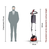 INALSA Standing Garment Steamer 2000 W|Double Pole With 90° & 180° Adjustable Ironing Board |Adjustable Pole Height|2.2 L Water Tank|45 Sec Heat Up Time|32g/min Steam Output,Swiftix 2000