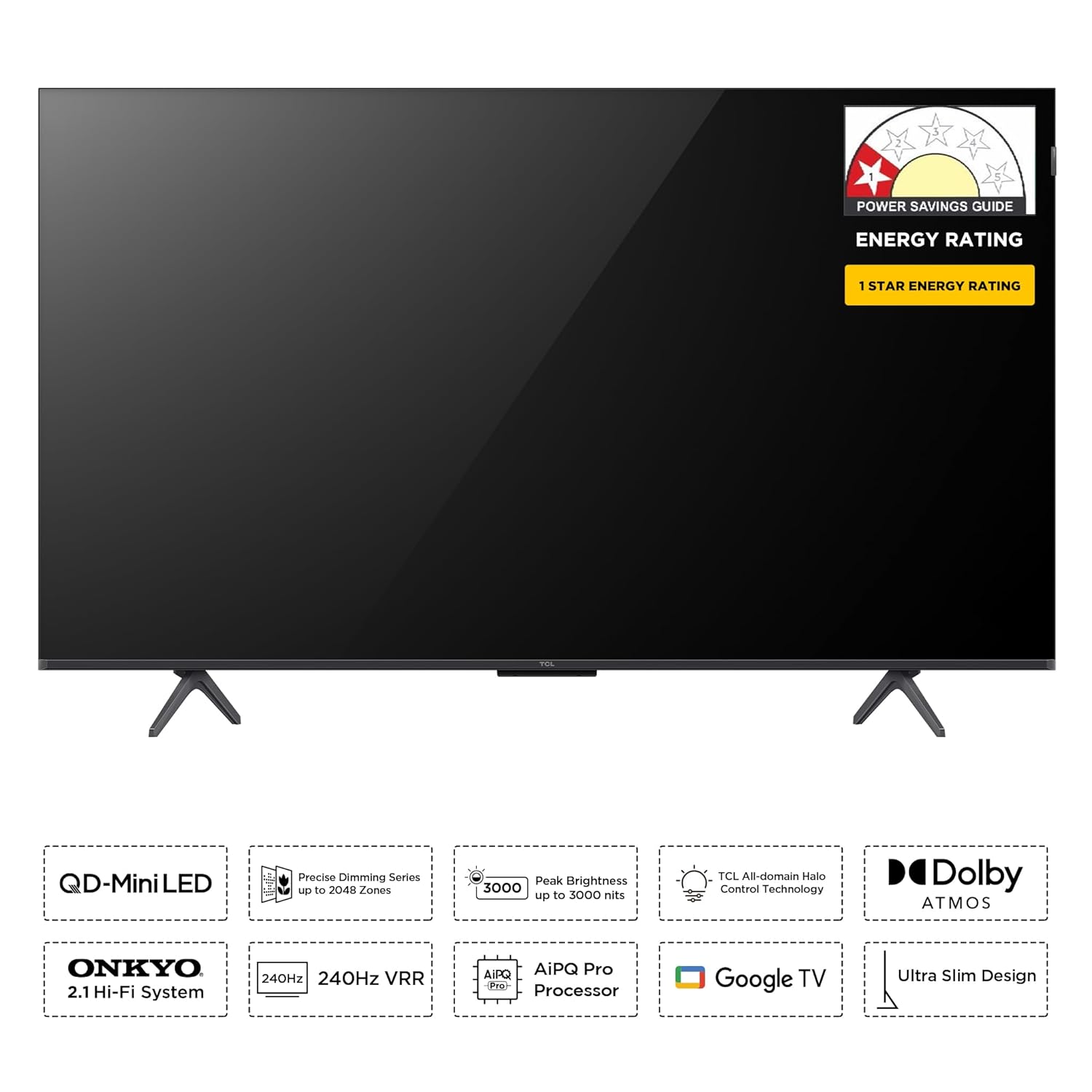TCL 189 cm (75 inches) 4K UHD Smart QD-Mini LED Google TV 75C72K