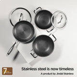 Arttdinox Stellar Triply Stainless Steel Kadhai with Lid | Triply Kadai | Non Stick Kadai | Kadai with Lid for Cooking | Gas & Induction Base, 24cm, 2.7Ltr, Jindal Stainless, Silver