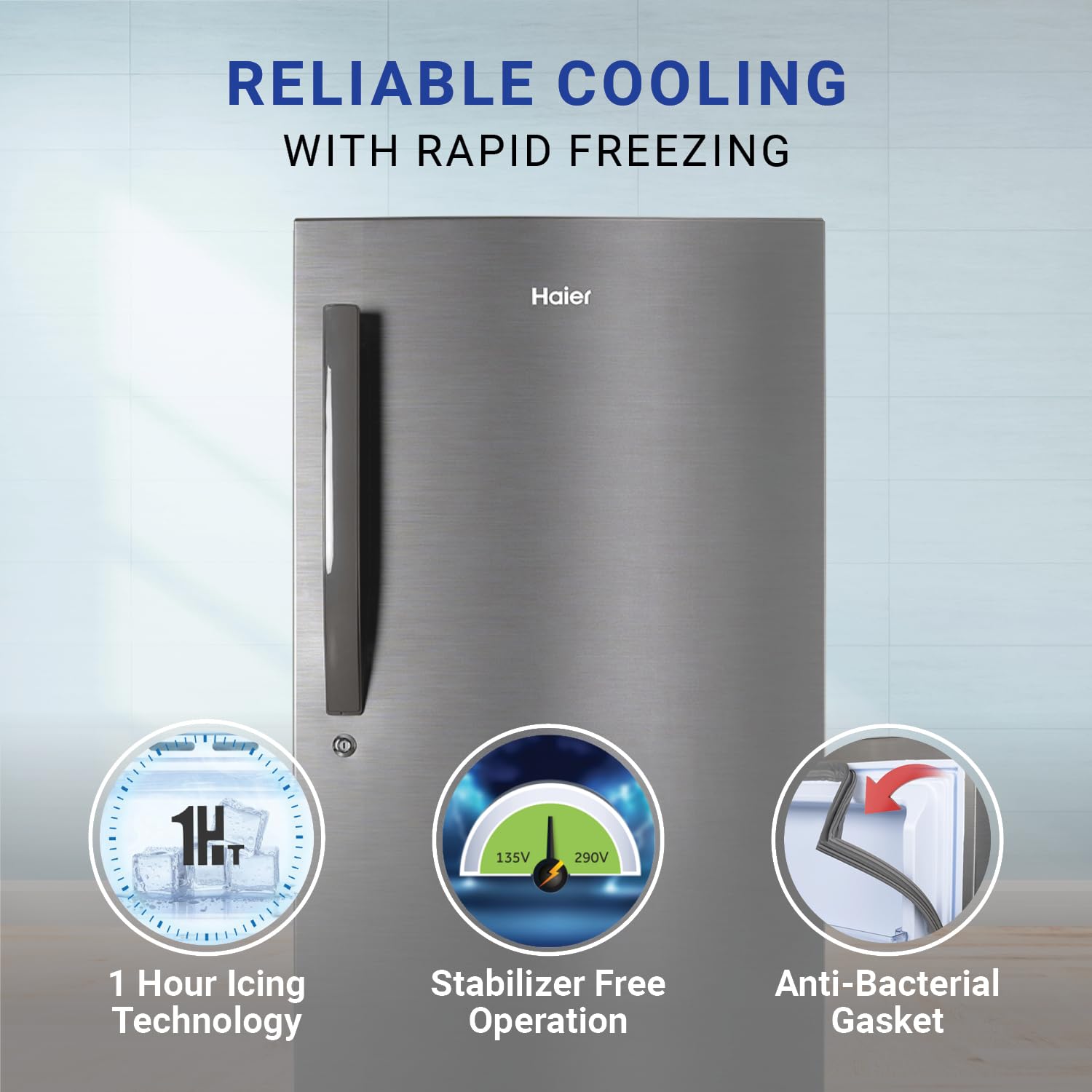 Haier 190 L, 4 Star, Direct Cool Single Door Refrigerator (HED-204DS-P, Dazzle Steel)