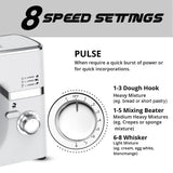 INALSA Stand Mixer 1200W|Pure Copper Motor|5.3L SS Bowl With Splash Guard|Metal Gears for Extra Durability|Accessories Included|Dishwasher Safe|Baking,Cake Mixer,Kneading-Kratos Plus (White)