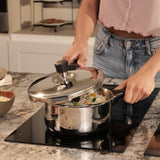 Arttdinox Stellar Stainless Steel Triply 5 LTR Mirror Finish Pressure Cooker with Gasket | Rivetless Handle | Induction & Gas Base | 7 Yrs Warranty | Jindal Stainless