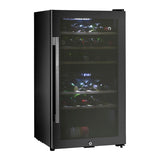 Kaff WC 76 DZ FreeStanding Wine Cooler Refrigerator Dual Zone 76 Litre 29 Bottles Approx. with UVProtection Inner Glass Child Lock Wooden Shelves Wine Fridge for Red White Champagne Black