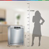 Bosch 15 Place Setting (fits up to 80 utensils) Free-Standing Dishwasher for Indian Utensils | Hygiene+ & Intensive Kadhai Program (SMS46KI03I, Silver Inox, Inbuilt Heater, Removes 99.9% Germs)