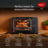 Pigeon Oven Toaster Grill 14 Liters OTG| 850 Watts| Toast, Grill, Bake & Roast | Heat Resistant Tempered Glass| Black