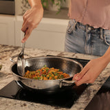 Arttdinox Stellar Triply Stainless Steel Kadhai with Lid | Triply Kadai | Non Stick Kadai | Kadai with Lid for Cooking | Gas & Induction Base, 24cm, 2.7Ltr, Jindal Stainless, Silver