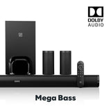 GOVO GoSurround 980 Dolby Digital | 525W Sound bar, 5.1 Channel Home Theatre, 6.5" Wired subwoofer, HDMI, Opt, AUX, USB & Bluetooth, 3 Equalizer Modes, Stylish Remote & LED Display (Black)