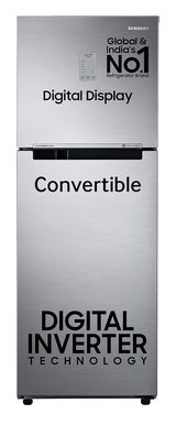 Samsung 236 L, 3 Star, Convertible, Digital Inverter with Display Frost Free Double Door Refrigerator (RT28C3733S8/HL, Silver, Elegant Inox)