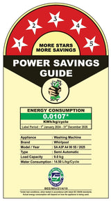 Whirlpool 9 kg 5 Star Semi-Automatic Top Loading Washing Machine (MAGIC CLEAN 9.0 GREY DAZZLE,2x Drying Power)