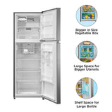 Midea 233 L 2 Star Frost Free Convertible, Real Inverter Double Door Refrigerator (MDRT324FGI50, Crystal Silver)