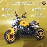 Kidz Auto KAB YR3,12V Battery-Operated Ride-On with Hand Accelerator, Safety Support Wheels,MP3/USB Port, Foot Pedal Brake, Decorative Wheel and Head Lights ,Forward/Reverse Riding Electric Bike for Kids